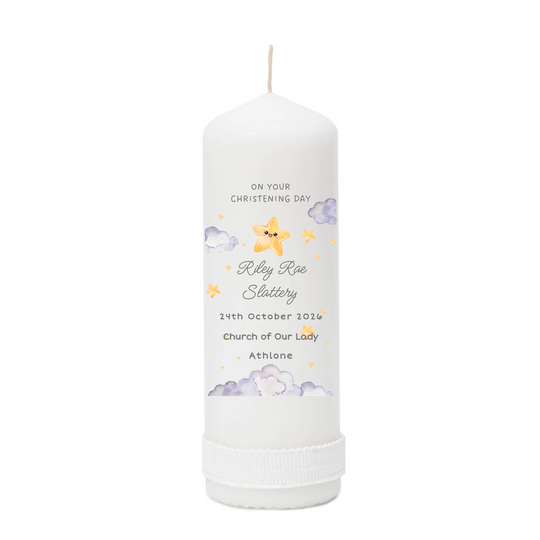 Unisex Personalised Christening Candle