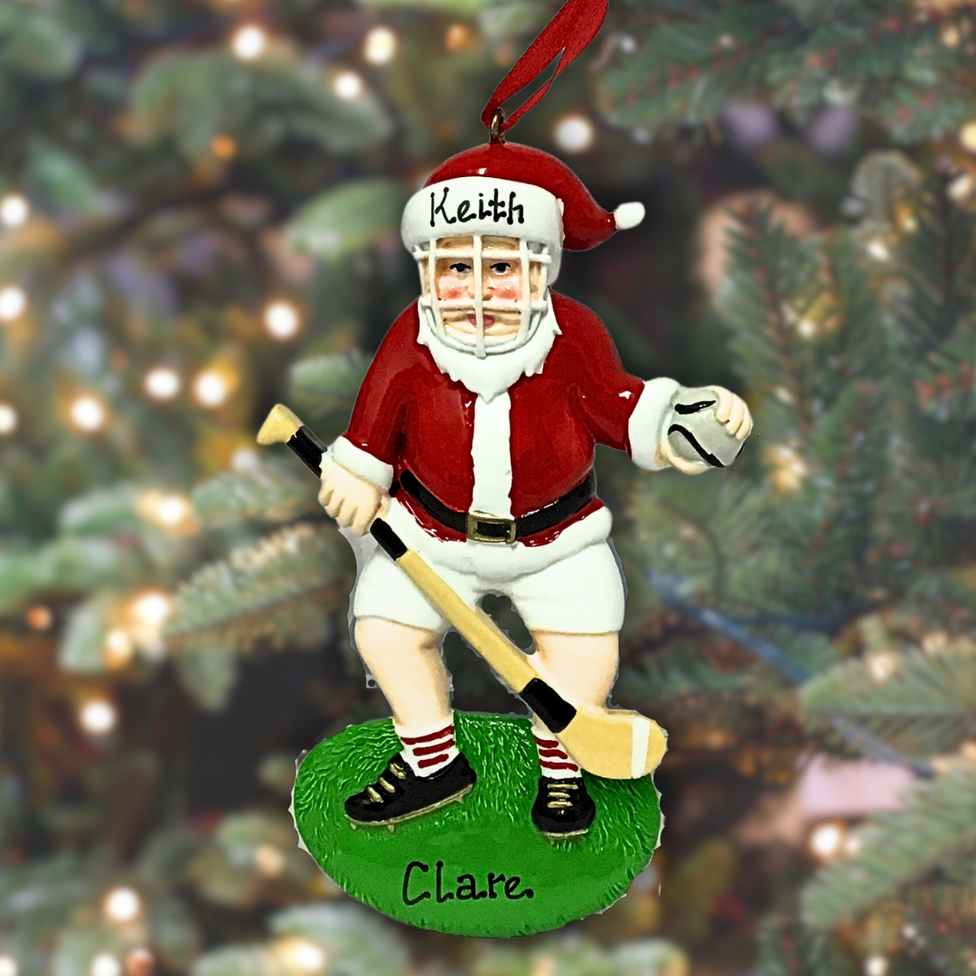 Personalised Hurling Christmas Ornament - Santa The Hurler