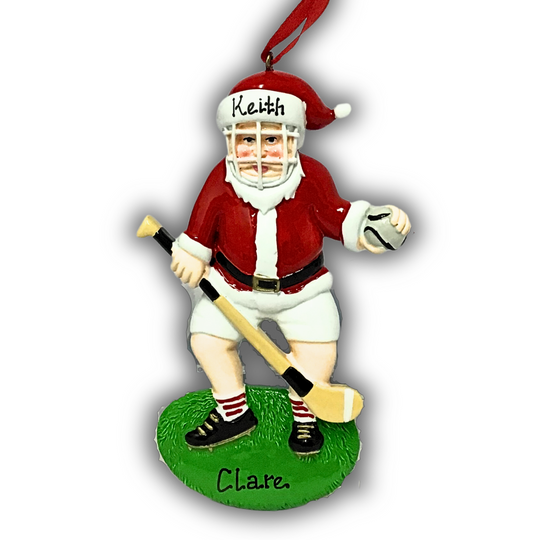 Personalised Hurling Christmas Ornament - Santa The Hurler
