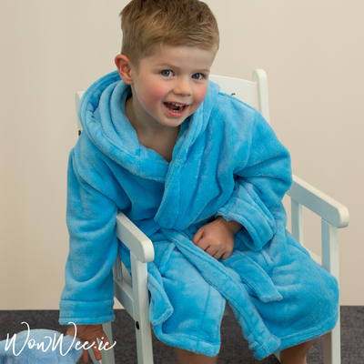 Personalised Hooded Dressing Gown for Children - Blue