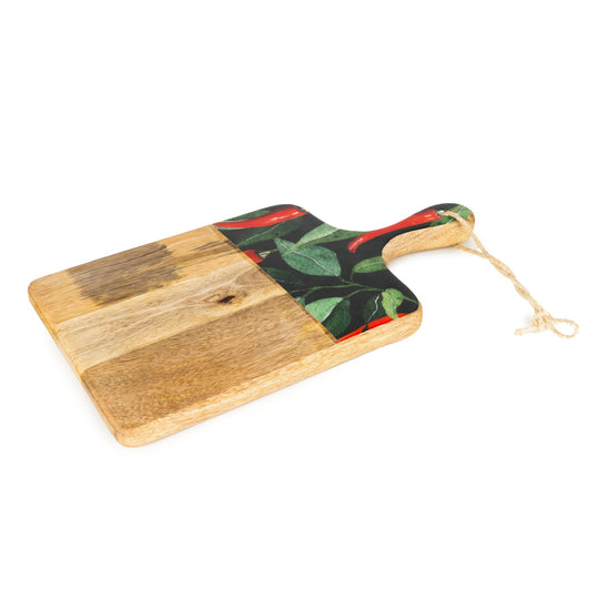 Paddle Cheese Board - Mango Wood with Chillis