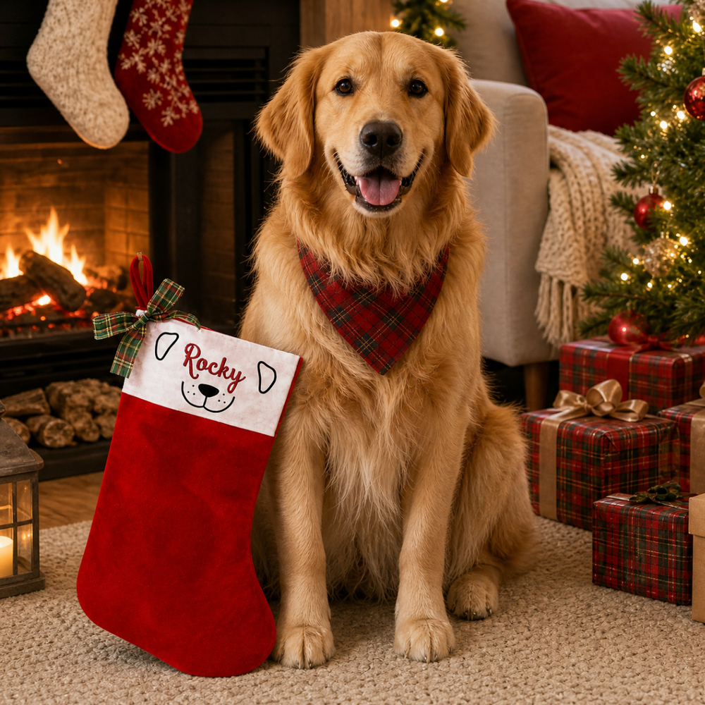 Personalised Christmas Stocking - Dog Face