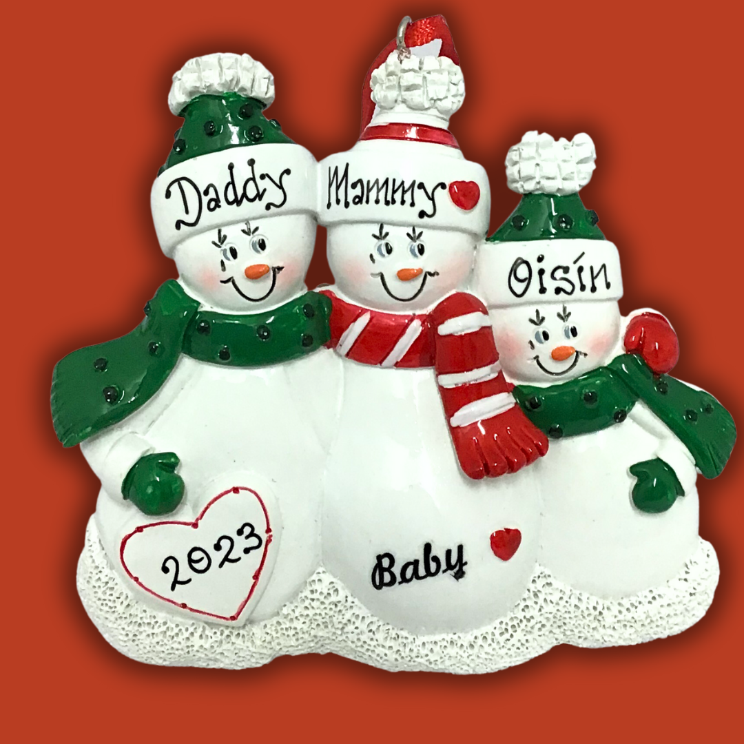 Personalised Christmas Ornament - Expecting Baby Bump Family of 3