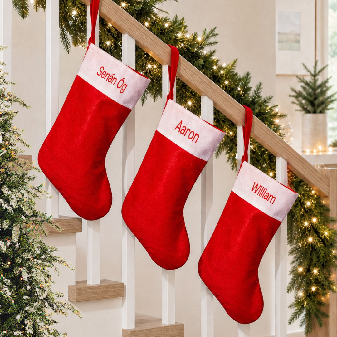 Personalised Christmas Stocking - Traditional Red & White Felt
