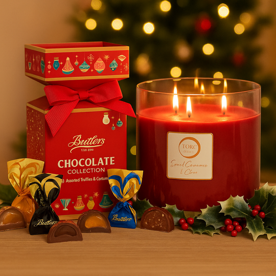Luxury Christmas Hamper from Ireland – Butlers Chocolates & Torc Candle Gift Set - Not Personalised