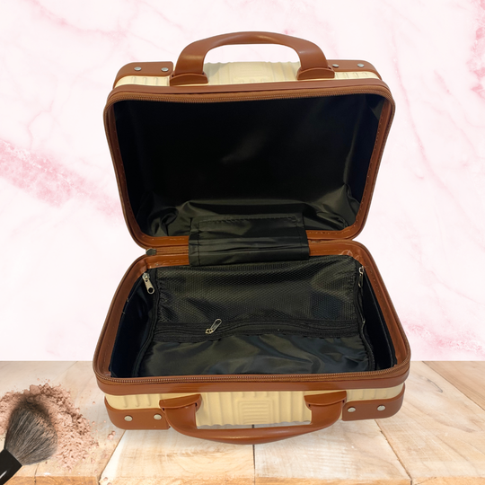Hard Shell Vanity Case - Tan & Brown