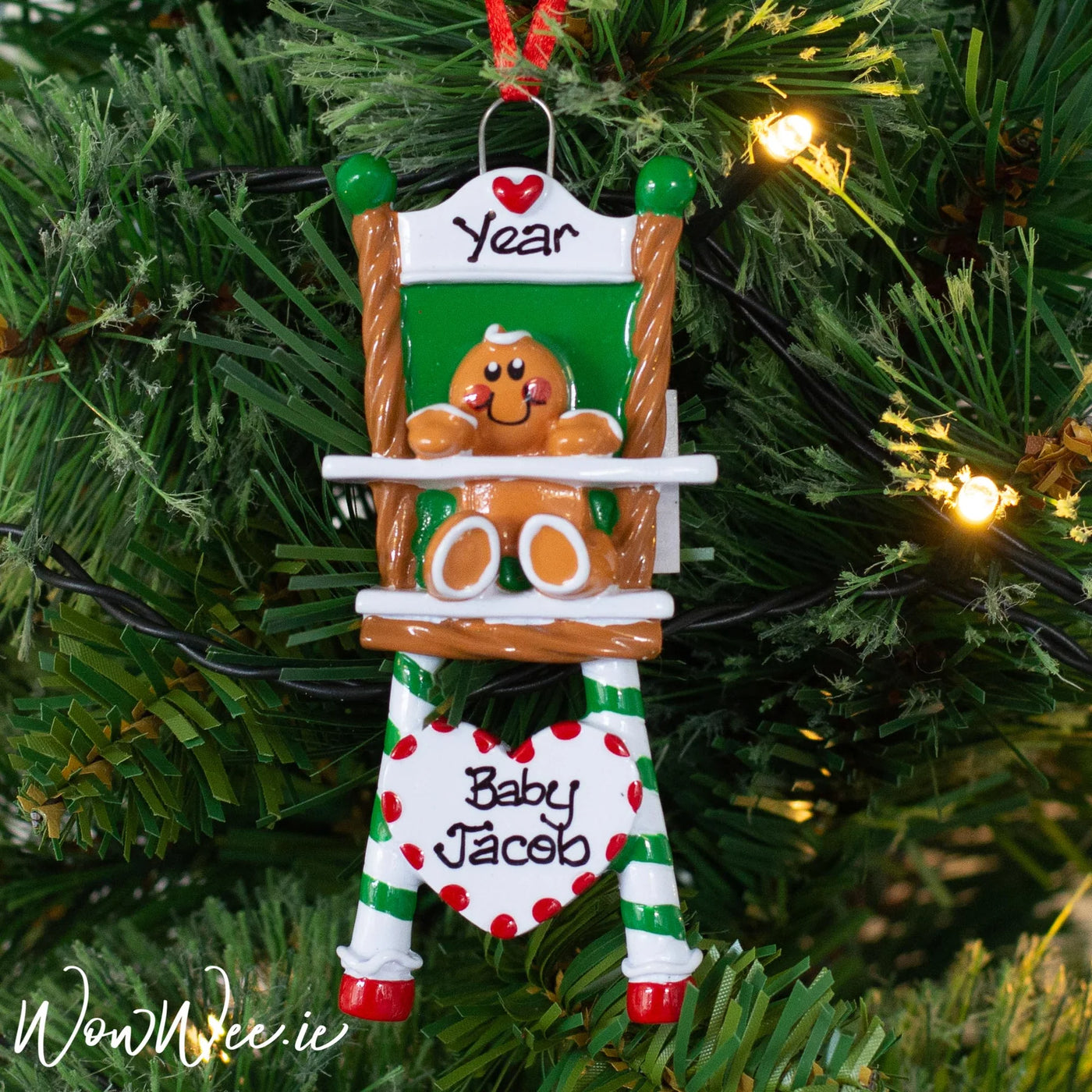 Personalised Christmas Gift Set - Bailey Bear and Personalised Christmas Ornament  - Gingerbread Baby in High Chair