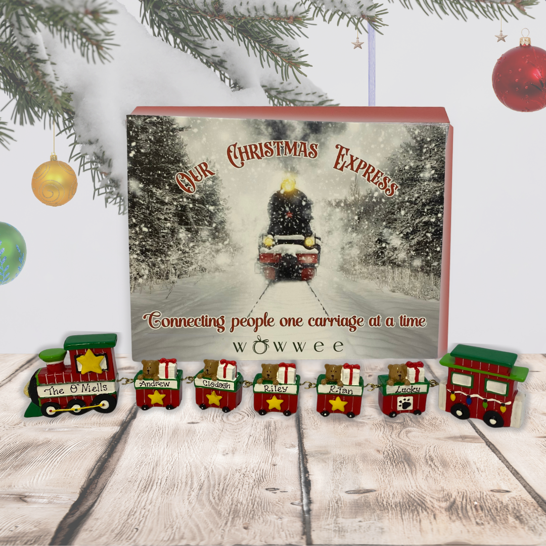 Personalised Linking Train 5 Carriages in 'Our Christmas Express' Gift Box