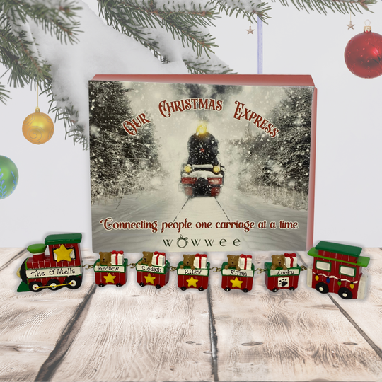Personalised Linking Train 5 Carriages in 'Our Christmas Express' Gift Box