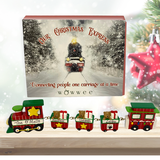 Personalised Linking Train 3 Carriages in 'Our Christmas Express' Gift Box