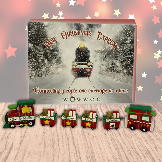 Personalised Linking Train 4 Carriages in 'Our Christmas Express' Gift Box