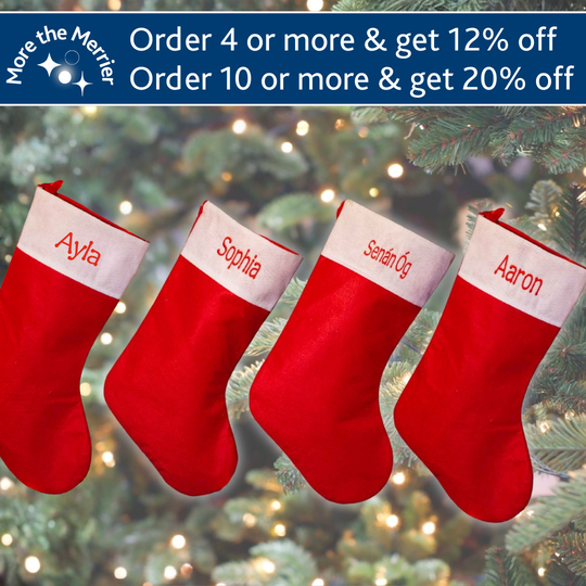 Personalised Christmas Stocking - Traditional Red & White Felt - More the Merrier