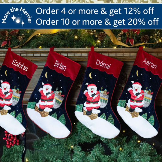 Personalised Christmas Stockings - Velvet Santa - More the Merrier