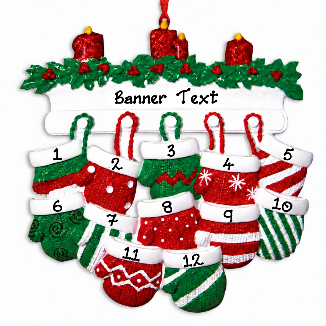 Personalised Christmas Ornament - Merry Mittens 12