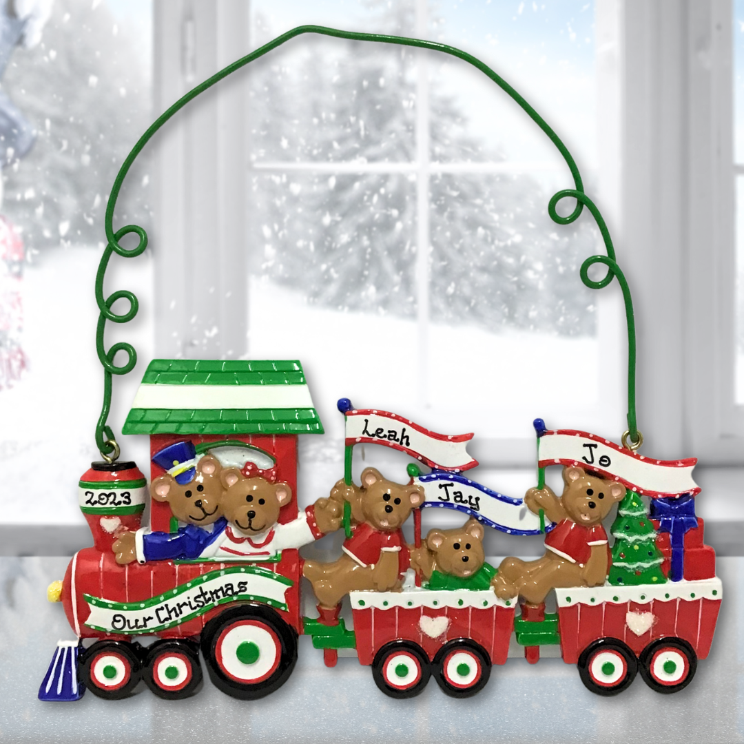 Personalised Christmas Ornament - Christmas Train 3 People