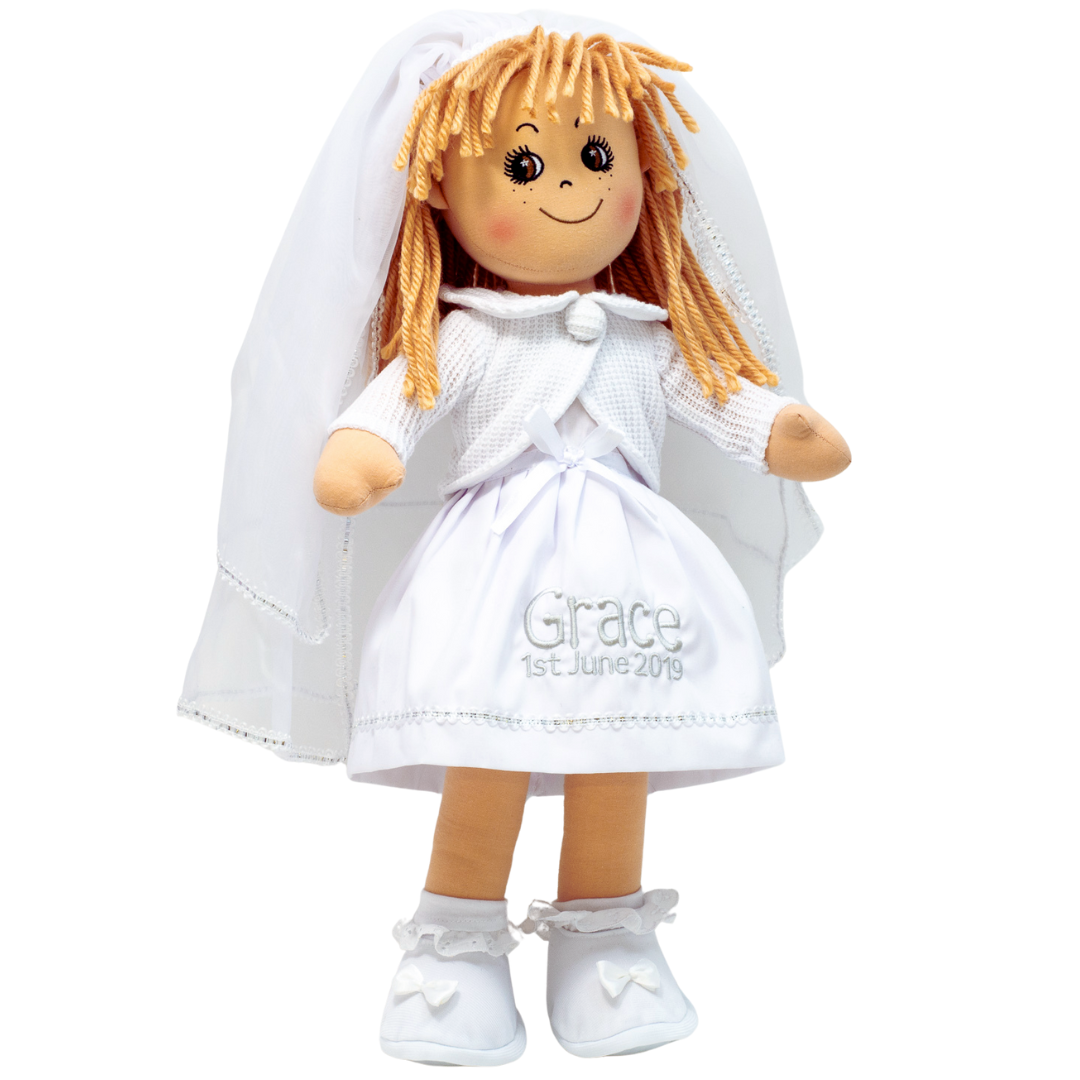 Personalised Communion Rag Doll - Blonde Hair