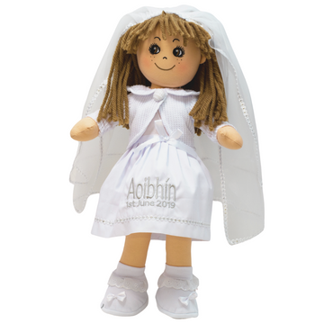 Personalised Communion Rag Doll - Brown Hair