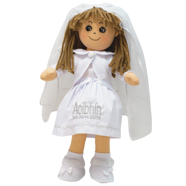 Personalised Communion Rag Doll - Brown Hair BEST SELLER