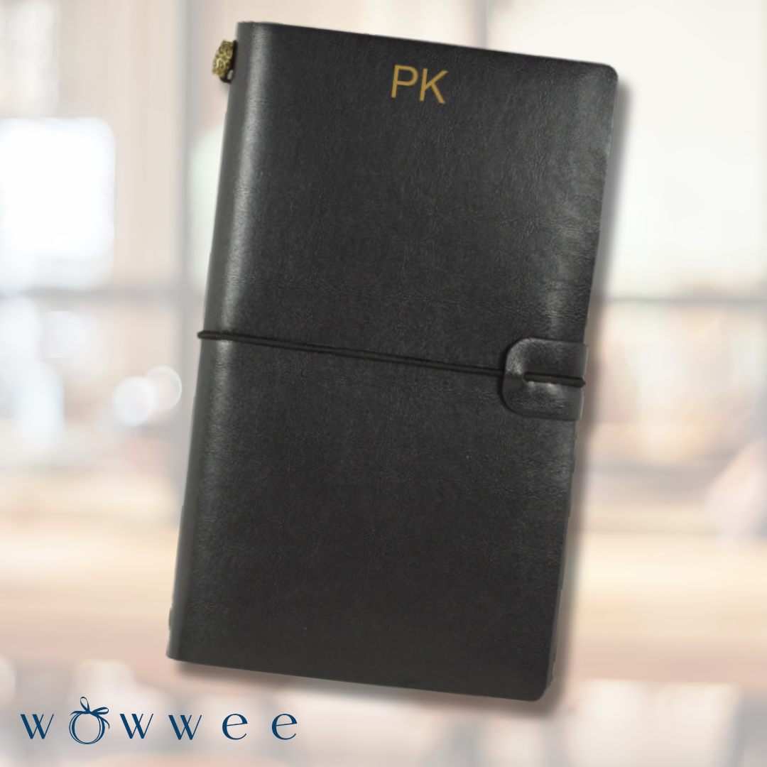 Personalised Notebook - Black | Personalised Leather Notebook ...
