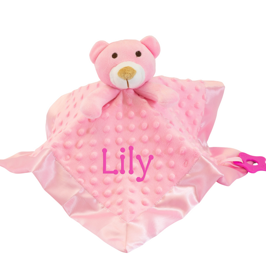 Personalised Baby Comforter - Pink Teddy