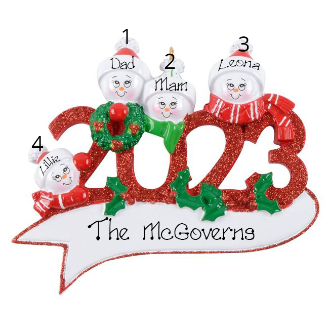 Personalised Christmas Ornament - 2023 Family of 4
