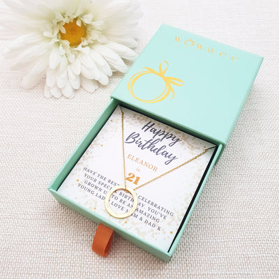 Personalised Birthday Photo Gift Card & Gold Necklace in Jewellery Box - Age