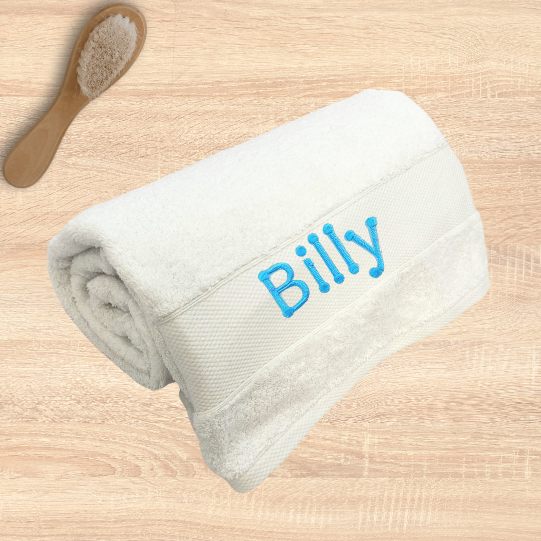 Personalised Bath Towel - Choose Embroidery Font & Thread Colour