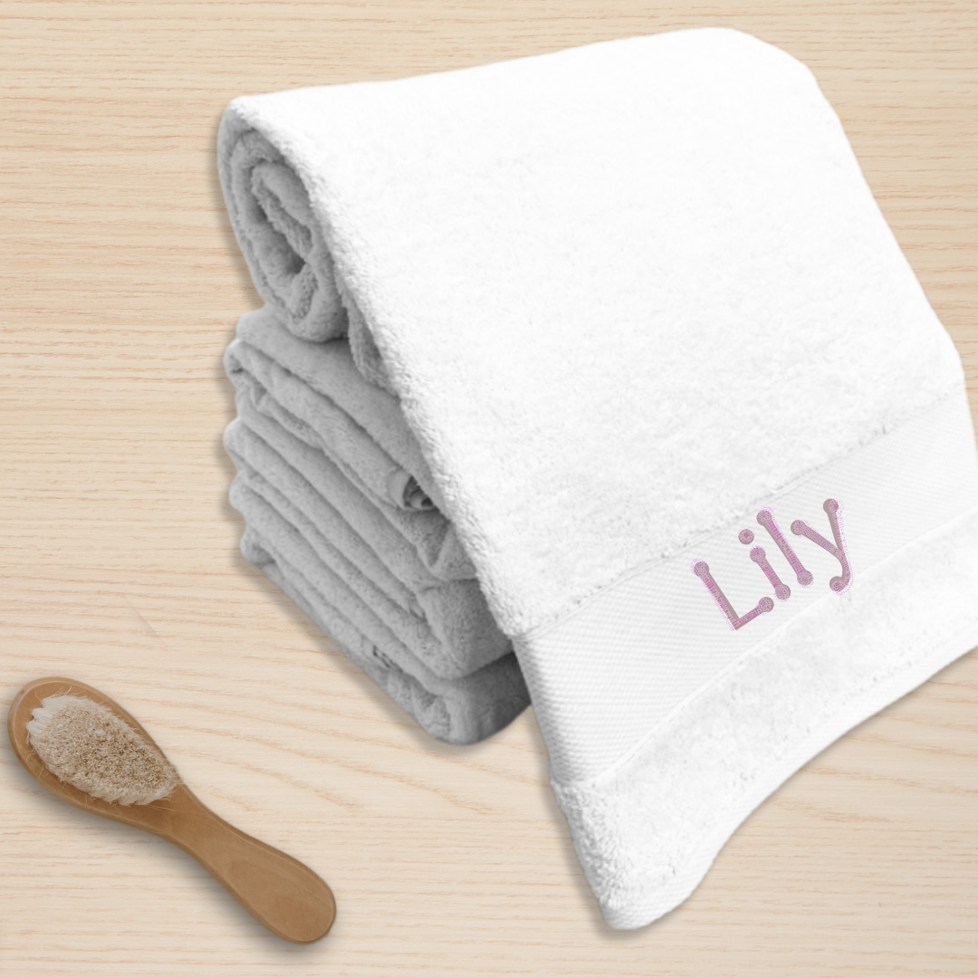 Personalised Bath Towel - Choose Embroidery Font & Thread Colour