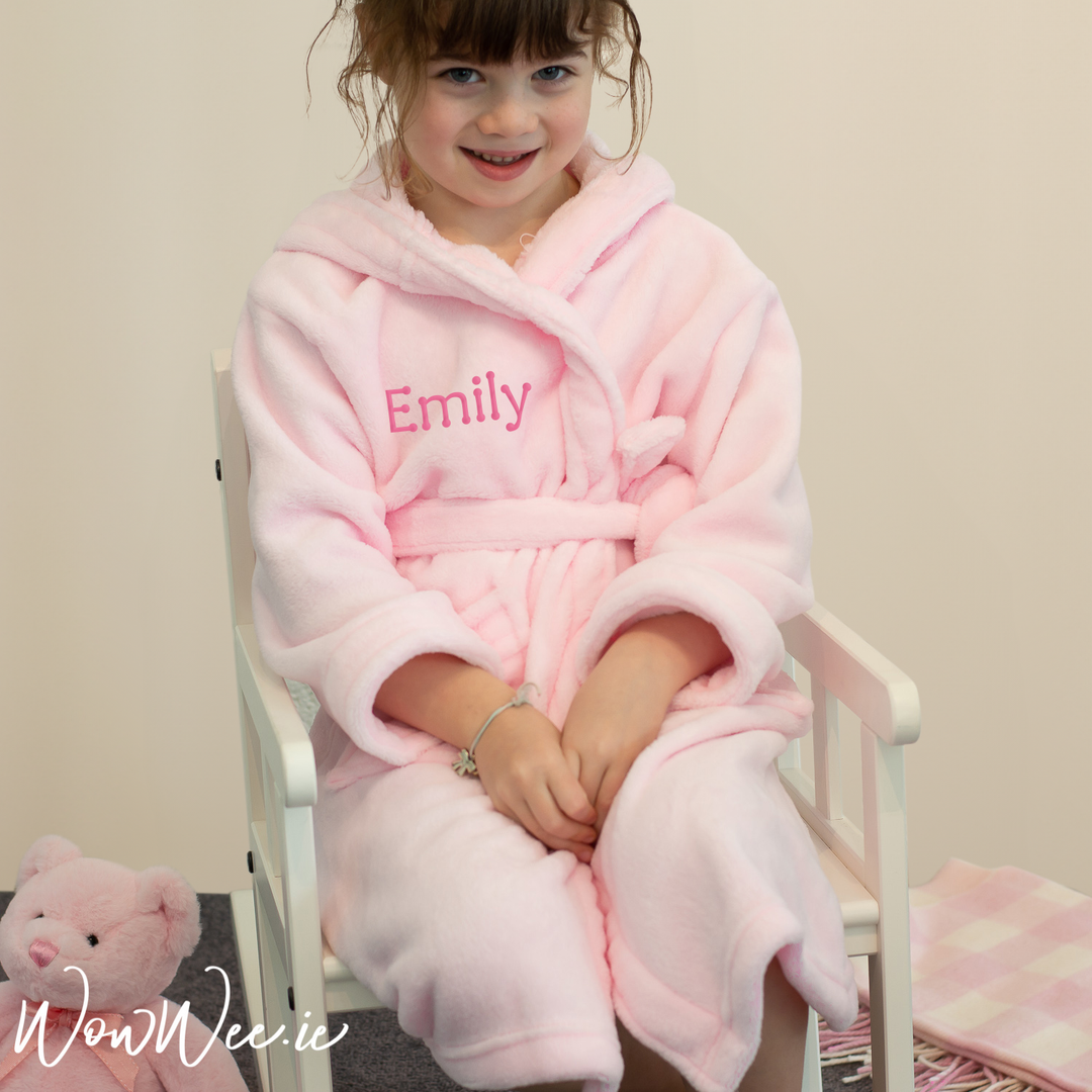 Personalised Hooded Dressing Gown for Children - Pink