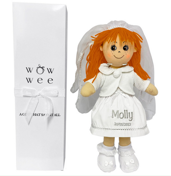 Personalised Communion Rag Doll - Red Hair