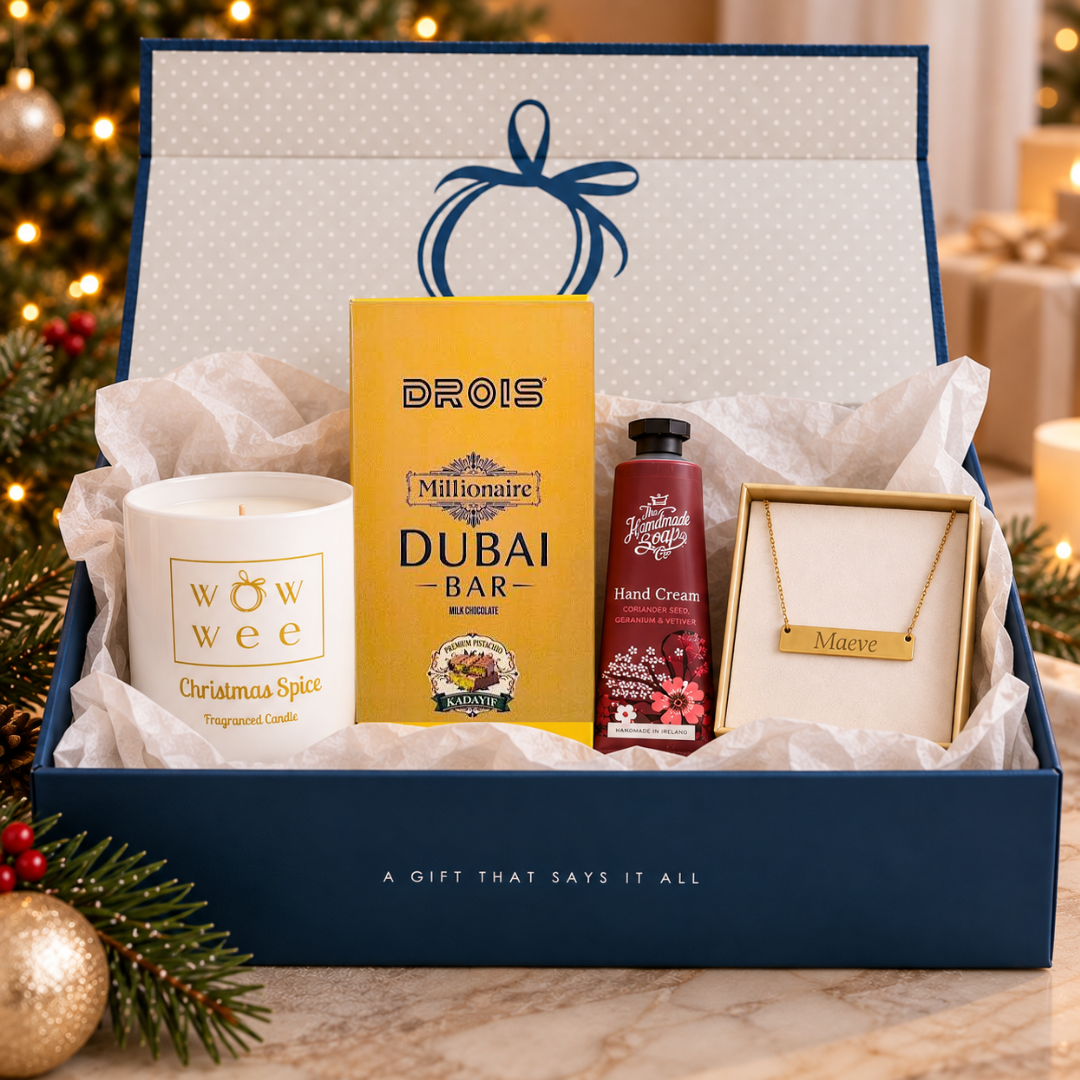 Personalised Christmas Hamper for Her - Little Luxuries including Engraved Necklace