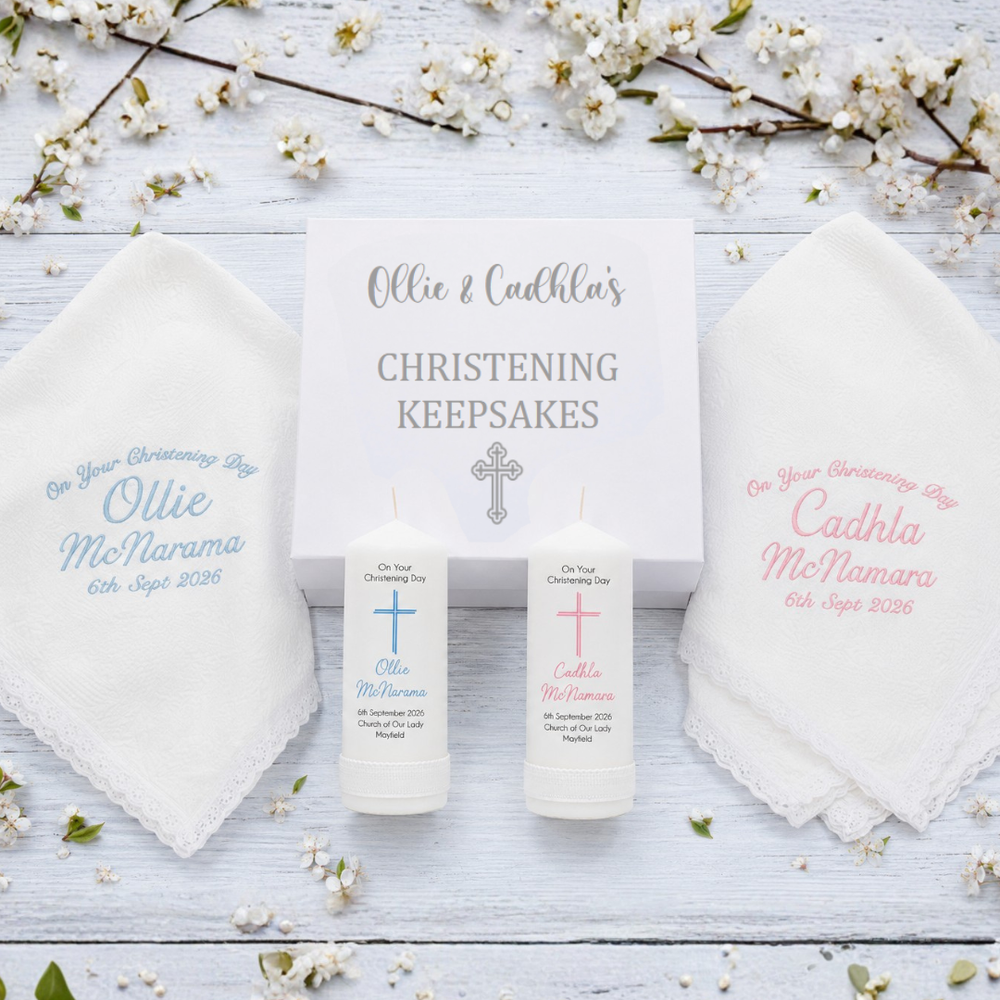Double the Blessing - Personalised Christening Gift Set for Twins