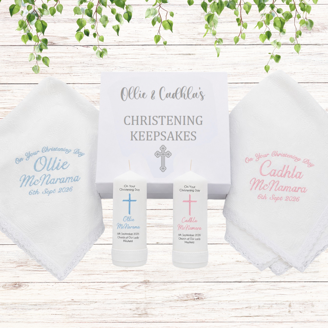 Double the Blessing - Personalised Christening Gift Set for Twins