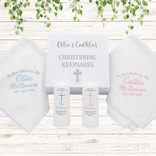 Double the Blessing - Personalised Christening Gift Set for Twins