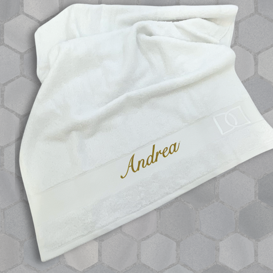 Personalised Bath Towel - Choose Embroidery Font & Thread Colour