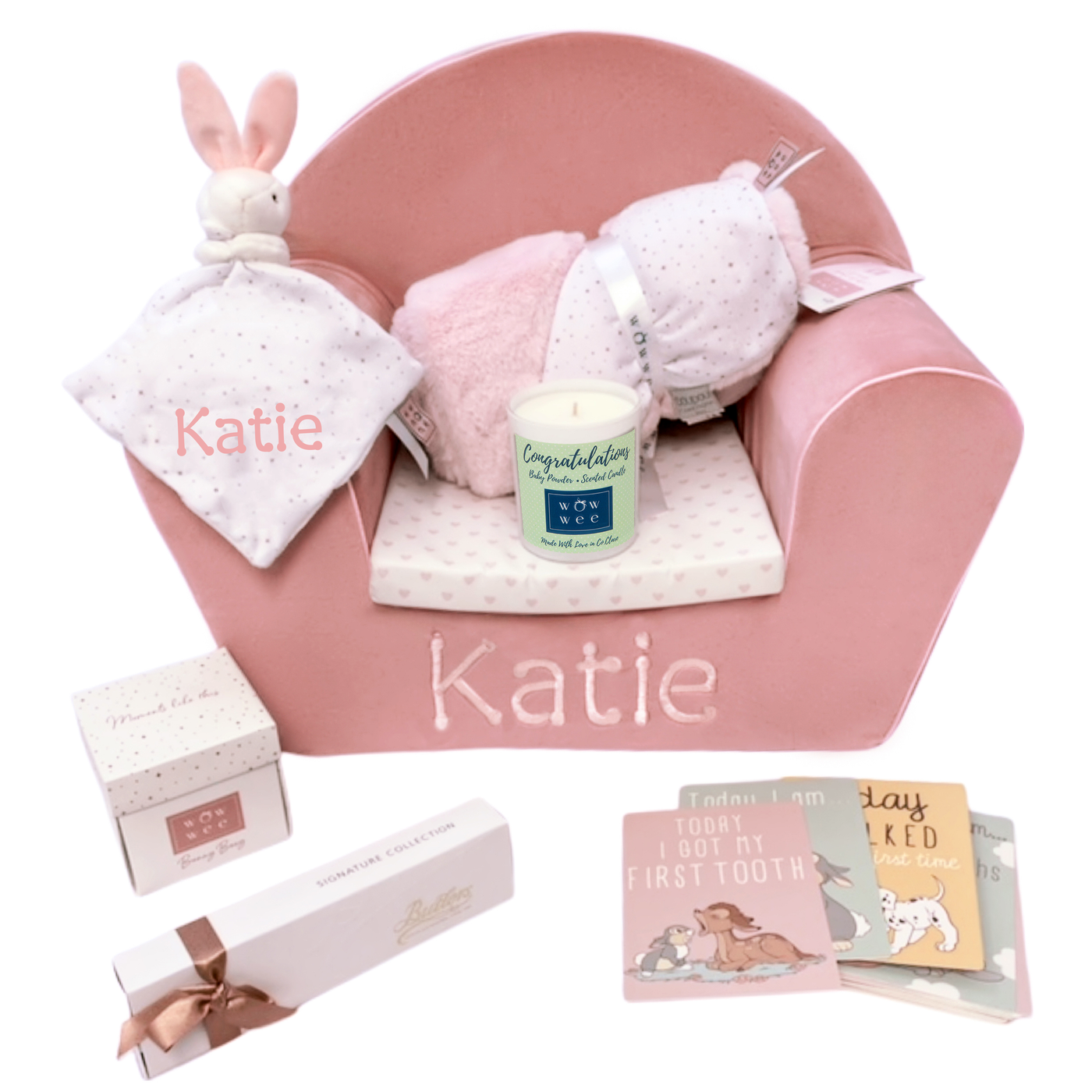 Personalised Baby Gift Set - Ultimate 6 piece Bestseller for Girls