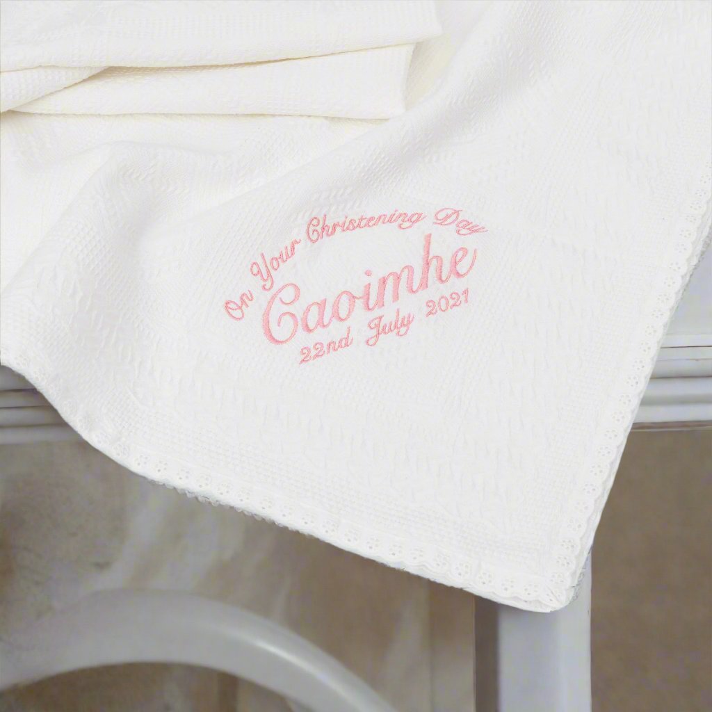 Christening Shawl / blanket in Irish Linen and Lace : outlet The Waterford