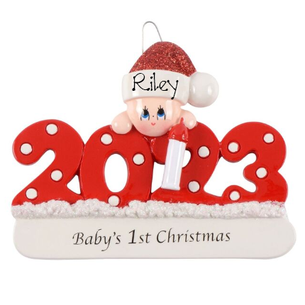 Personalised Baby's 1st Christmas Ornament - 2023 RED