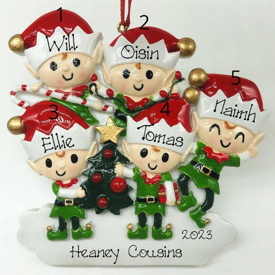 Personalised Christmas Ornament - Happy Elves 5 NEW