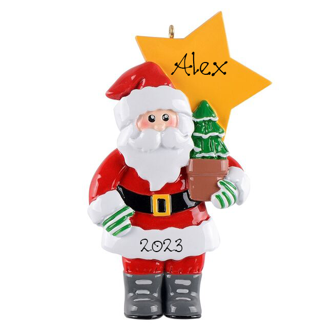 Personalised Christmas Ornament - Santa with Tree & Star