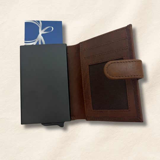 Personalised Brown Leather Pop-Up Wallet