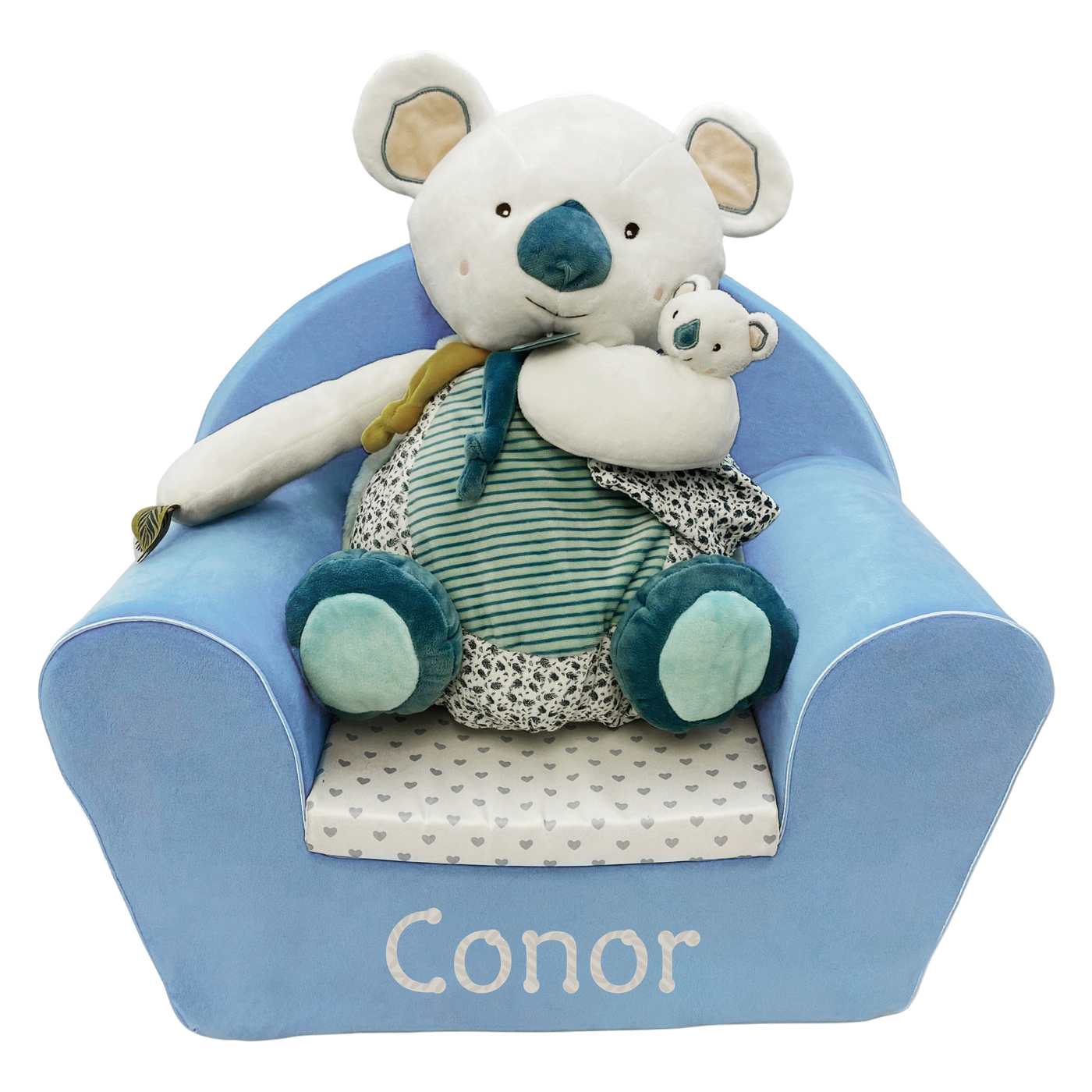 Personalised Gift Set for Boys - Velvet Chair and Pyjamas Case Teddy