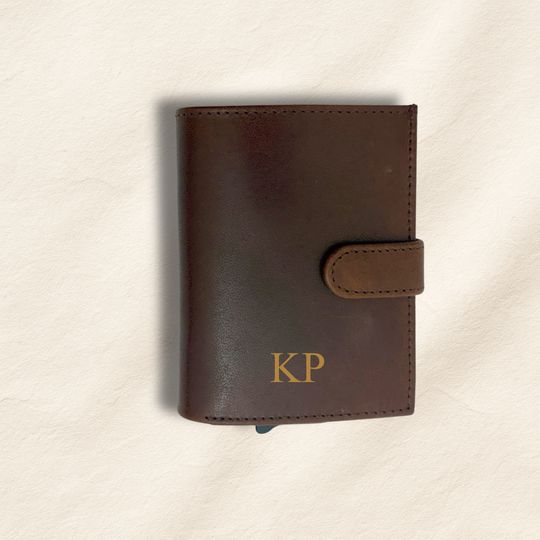 Personalised Brown Leather Pop-Up Wallet