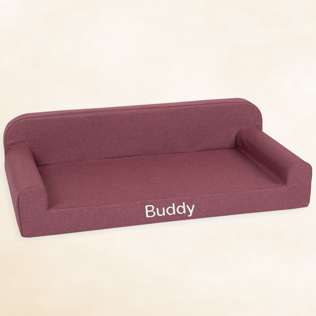 Personalised Pet Bed - Large - Plum Paws Burgundy