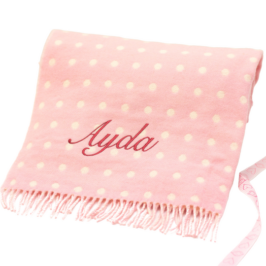 Personalised Foxford Baby Blanket - Gentle Pink & White Spot