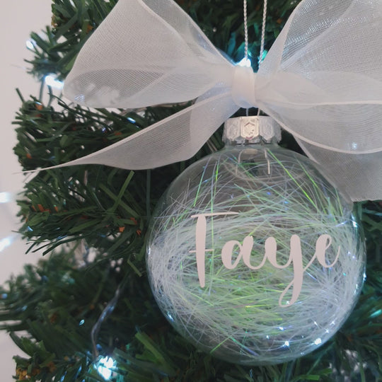 Personalised Luxury Christmas Bauble - Delicate White - 7cm