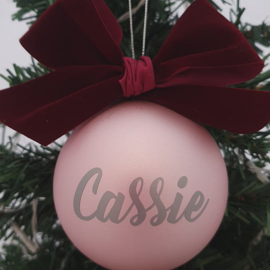 Personalised Luxury Christmas Bauble - Velvet Strawberry - 8cm