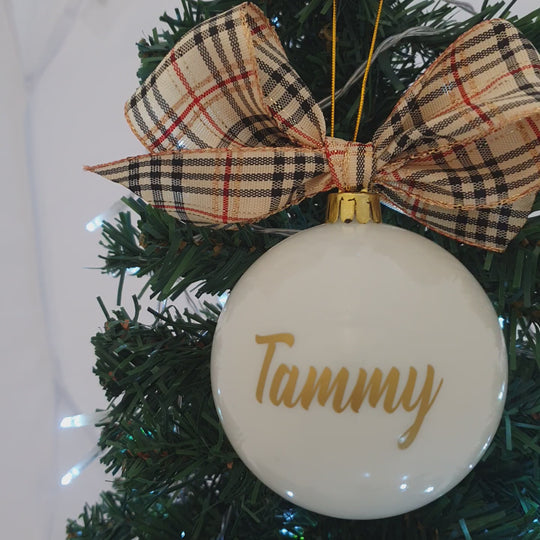 Personalised Luxury Christmas Bauble - Burberry Glam - 8cm