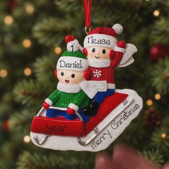 Personalised Christmas Ornament - Sleigh Ride Fun Couple
