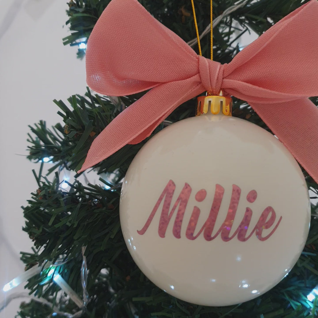 Personalised Luxury Christmas Bauble - Peaches & Cream - 8cm